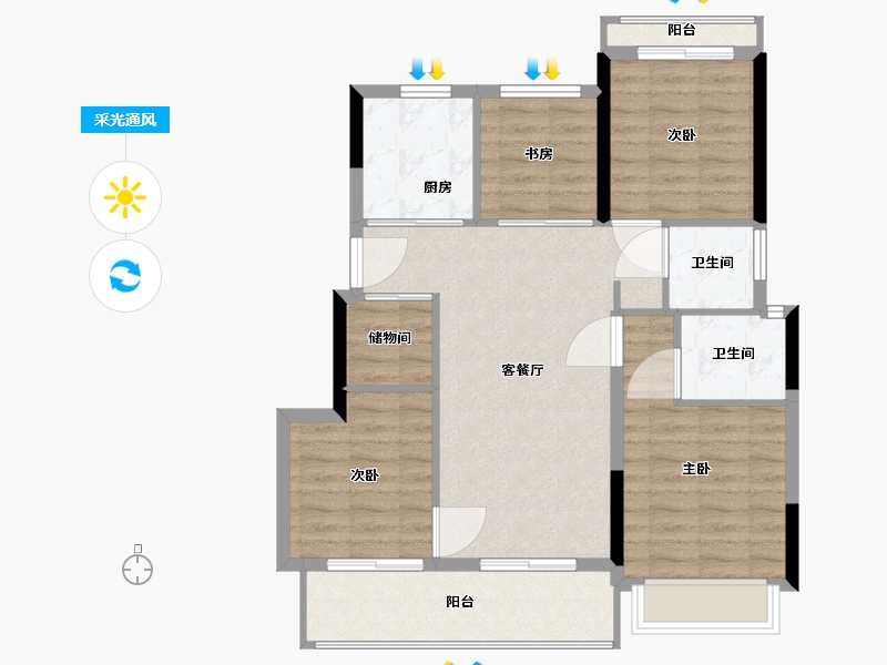 浙江省-杭州市-建发云熙-85.65-户型库-采光通风