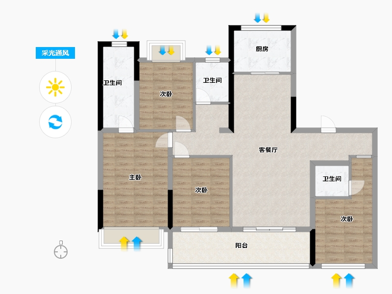 江苏省-常州市-牡丹都汇-114.40-户型库-采光通风