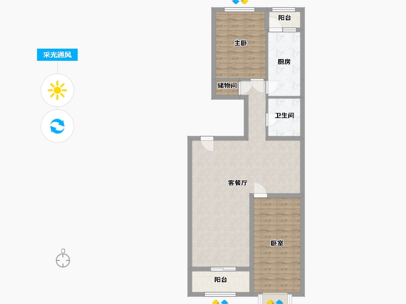 北京-北京市-北三环中路43号院-93.78-户型库-采光通风