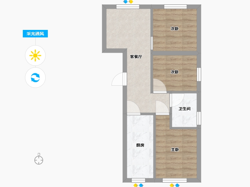 北京-北京市-康泽佳苑-南区-50.92-户型库-采光通风