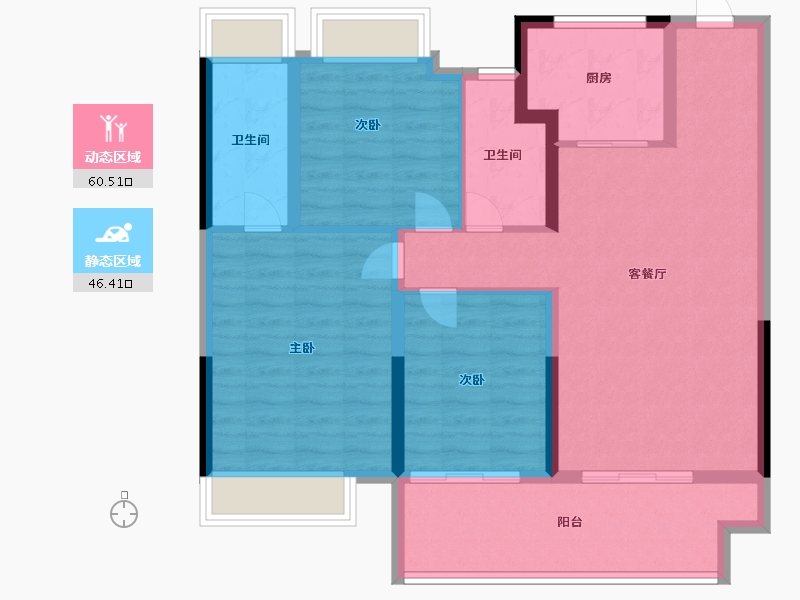 江苏省-镇江市-朱方崇实里-96.00-户型库-动静分区