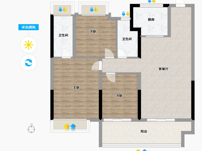 江苏省-镇江市-朱方崇实里-96.00-户型库-采光通风