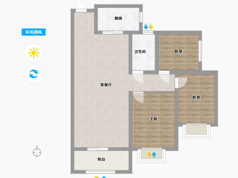 河南省-新乡市-御港湾-84.00-户型库-采光通风