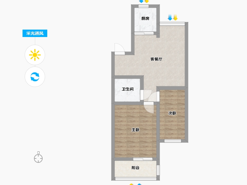 浙江省-温州市-黄龙住宅区-六区-60.00-户型库-采光通风