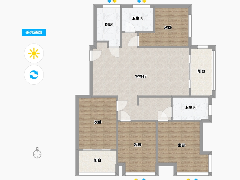 浙江省-嘉兴市-江南雅境里-145.00-户型库-采光通风