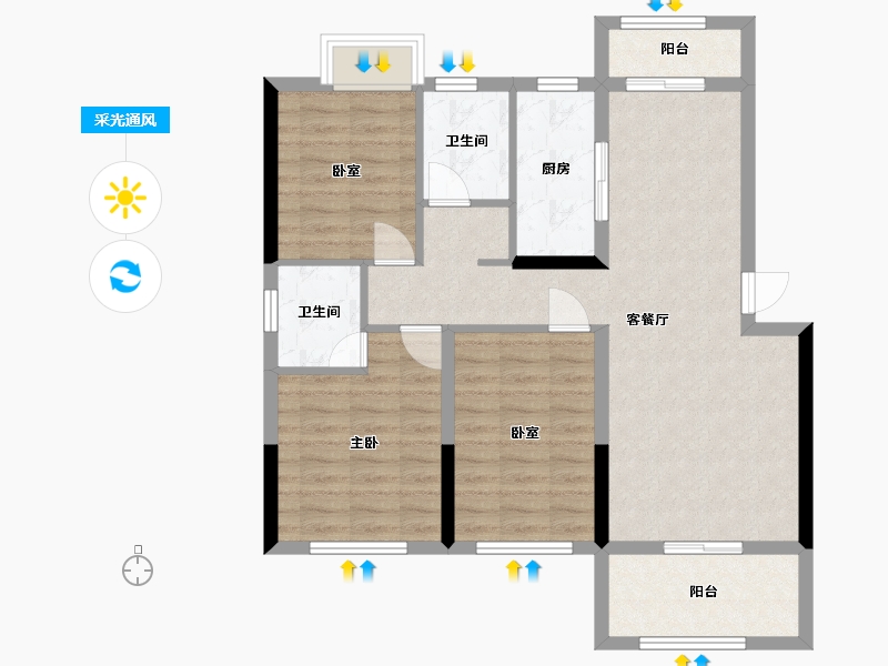 江西省-九江市-共青城温馨家园-91.75-户型库-采光通风