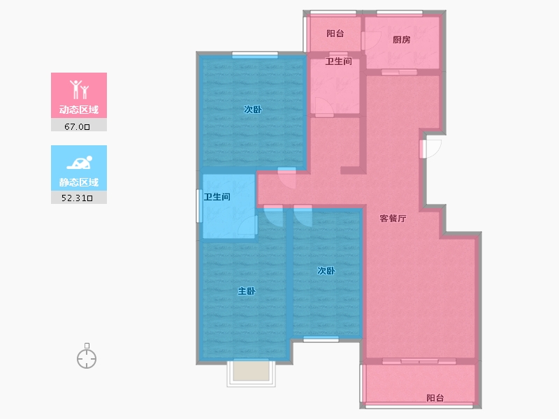 河南省-驻马店市-学府花园-105.60-户型库-动静分区