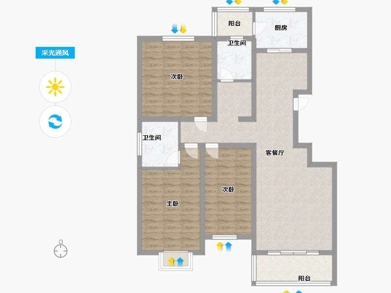 河南省-驻马店市-学府花园-105.60-户型库-采光通风