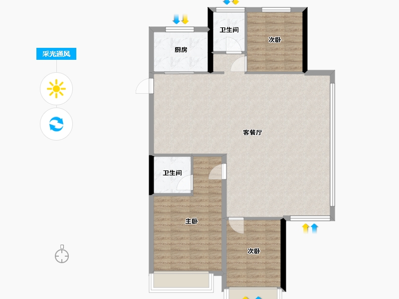 山东省-临沂市-蓝城桂语江南-114.40-户型库-采光通风