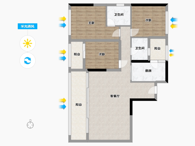 贵州省-贵阳市-椿棠府二期-89.60-户型库-采光通风