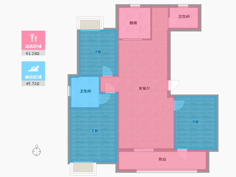 湖北省-宜昌市-广华春风十里-105.60-户型库-动静分区