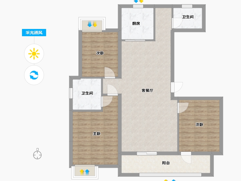 湖北省-宜昌市-广华春风十里-105.60-户型库-采光通风