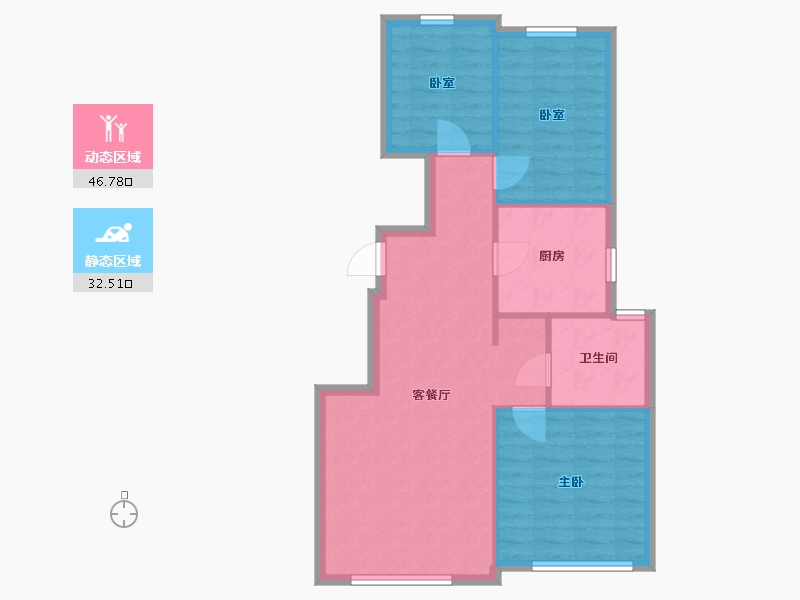 天津-天津市-融创运河宸院-78.75-户型库-动静分区