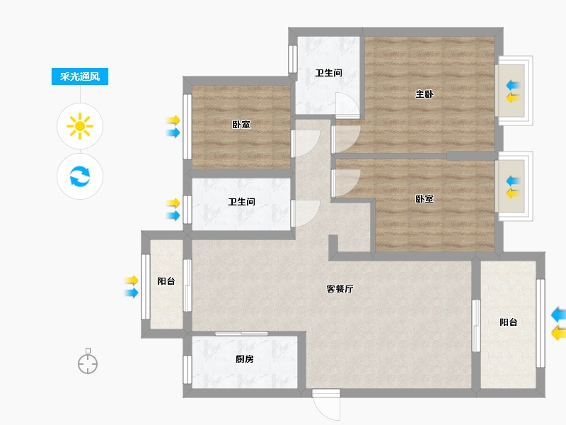 湖北省-黄冈市-麻城博森翰林城-110.00-户型库-采光通风