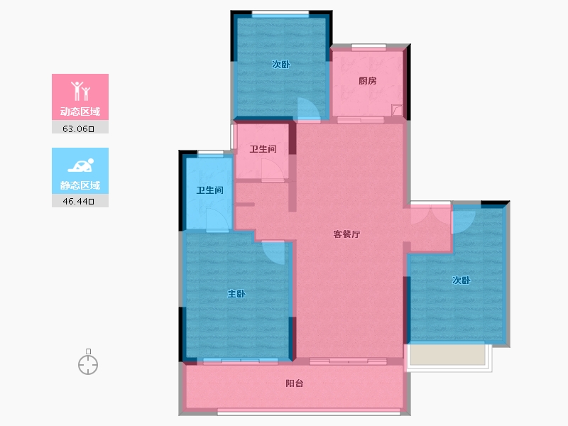 江苏省-南京市-宝能滨江府-98.40-户型库-动静分区