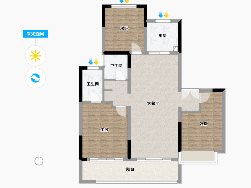 江苏省-南京市-宝能滨江府-98.40-户型库-采光通风