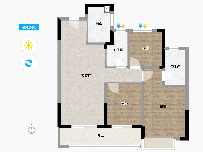 浙江省-宁波市-江口小区-79.20-户型库-采光通风