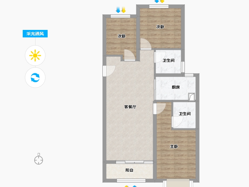 山西省-太原市-保利和悦华锦-77.00-户型库-采光通风