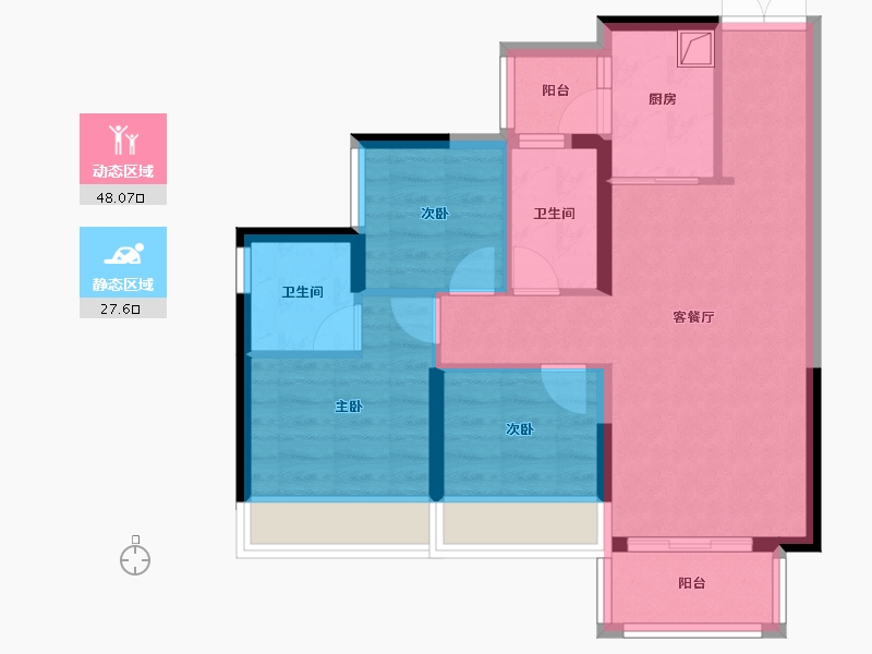 四川省-宜宾市-吾悦首席-69.60-户型库-动静分区