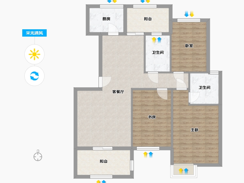 湖南省-岳阳市-科力华府-101.48-户型库-采光通风