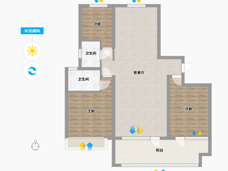 山东省-菏泽市-佳和诚园-105.00-户型库-采光通风