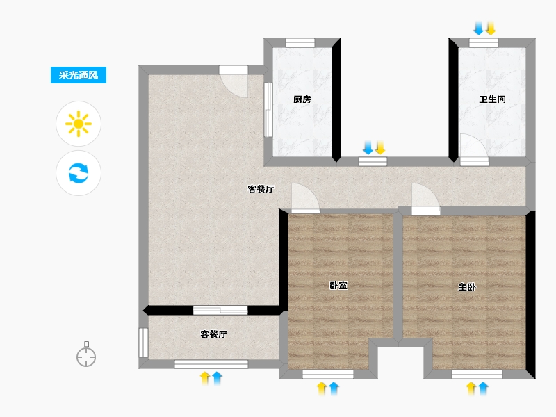 河南省-郑州市-朗悦公园道1号4期-72.00-户型库-采光通风