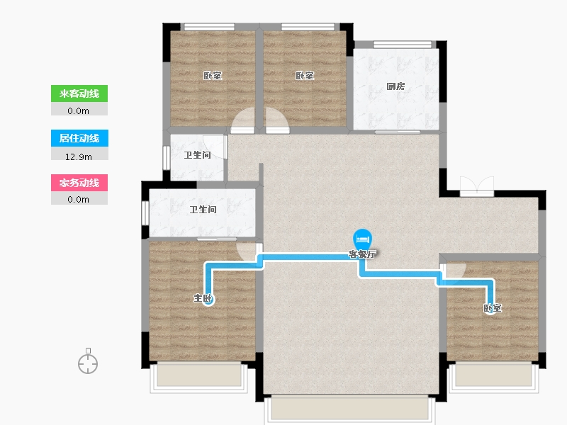 吉林省-长春市-润德·汀蘭云境-128.00-户型库-动静线