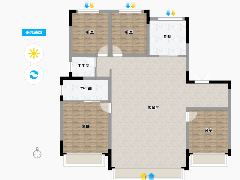 吉林省-长春市-润德·汀蘭云境-128.00-户型库-采光通风