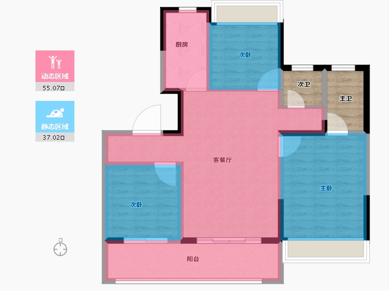 江苏省-徐州市-天虹·名庐-89.60-户型库-动静分区