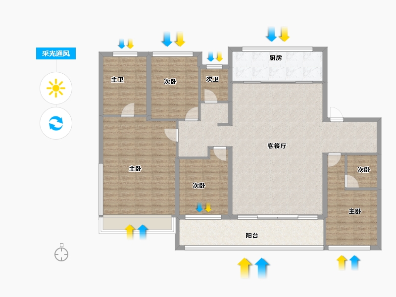 江苏省-苏州市-建发·云湖上-144.00-户型库-采光通风