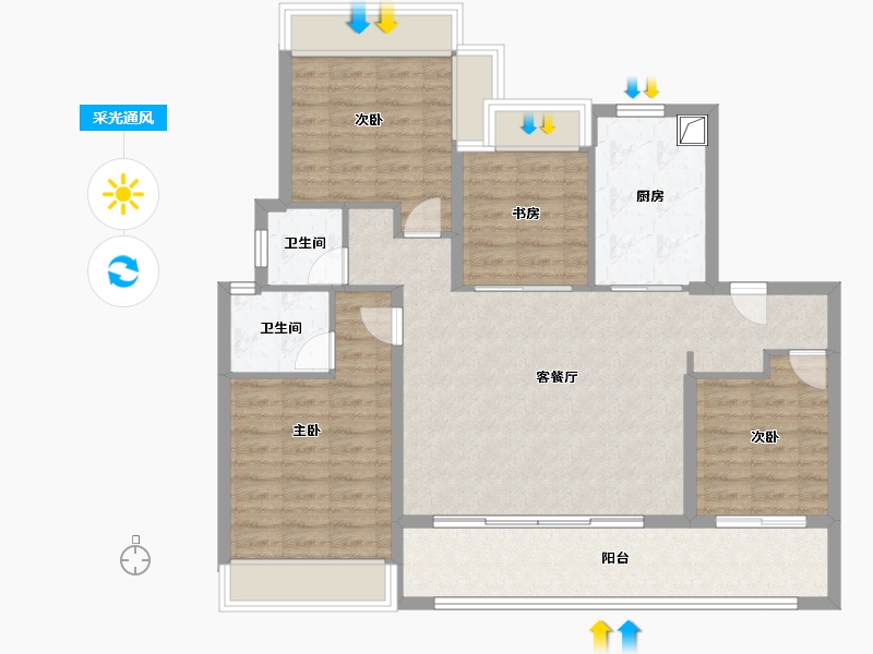 江苏省-苏州市-建发·云湖上-102.40-户型库-采光通风