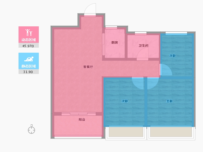 江西省-南昌市-聚仁公园里-69.60-户型库-动静分区