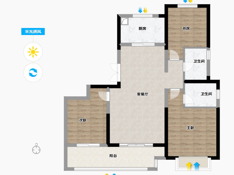 甘肃省-天水市-城投·城市之光-93.60-户型库-采光通风