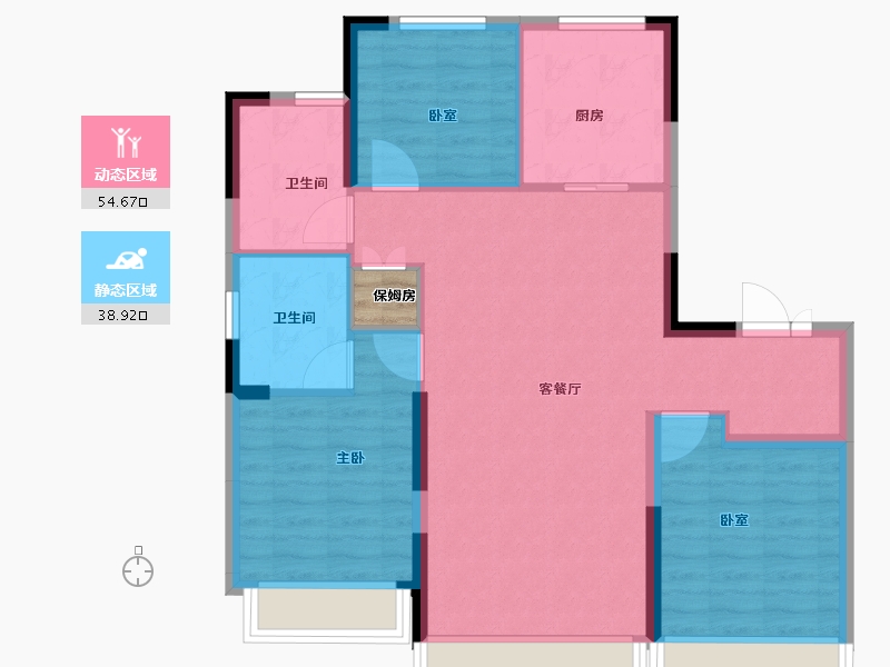 吉林省-长春市-润德·汀蘭云境-85.60-户型库-动静分区