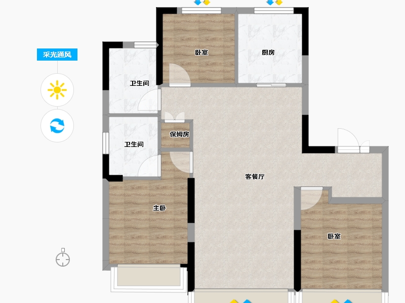 吉林省-长春市-润德·汀蘭云境-85.60-户型库-采光通风