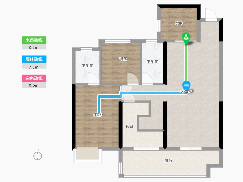 湖北省-宜昌市-银河·东湖雅居-84.89-户型库-动静线