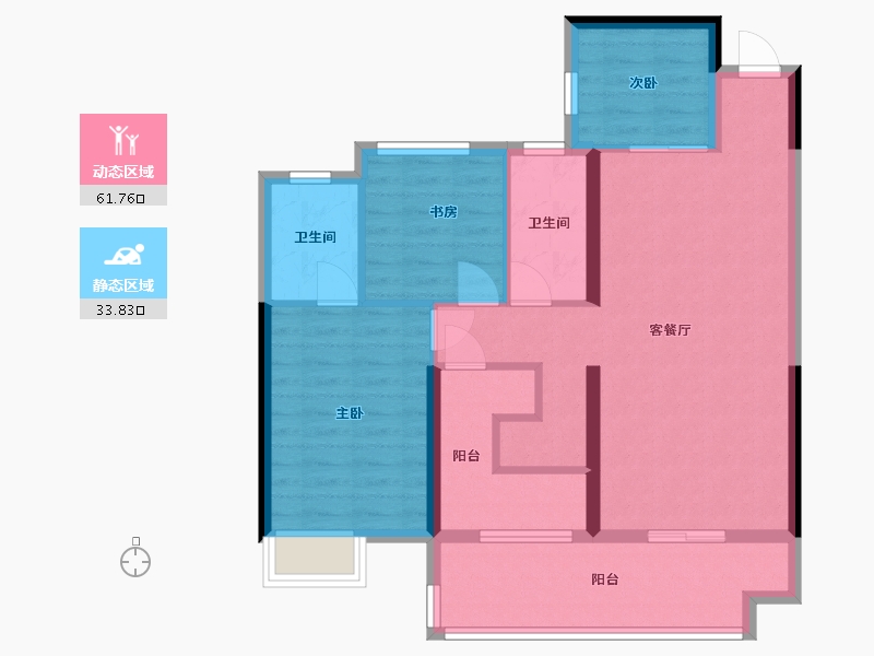 湖北省-宜昌市-银河·东湖雅居-84.89-户型库-动静分区