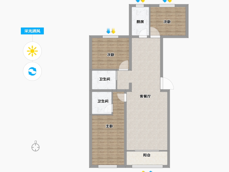 山西省-阳泉市-世华·北山大院-101.00-户型库-采光通风