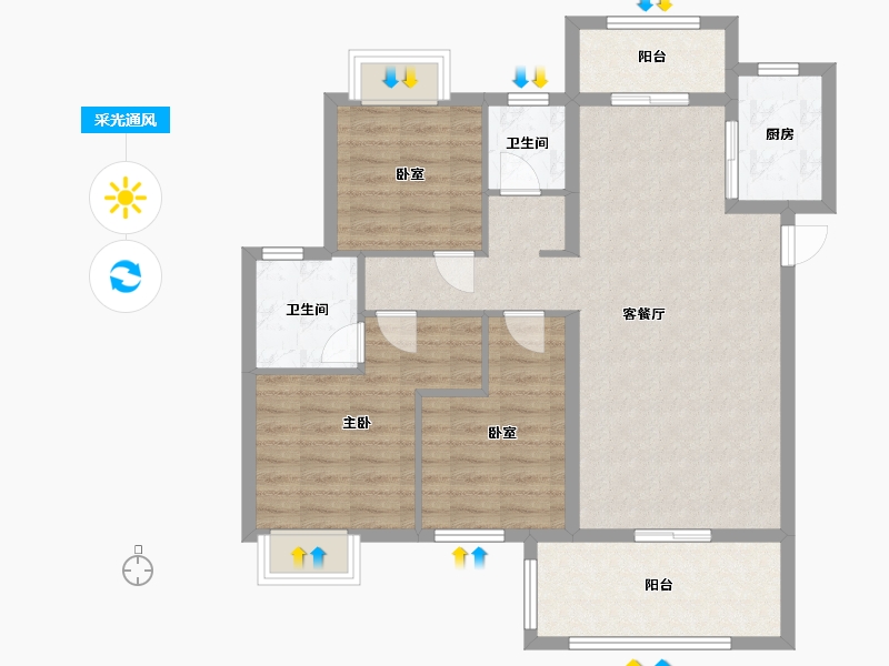 湖北省-宜昌市-东方瑞景-110.00-户型库-采光通风