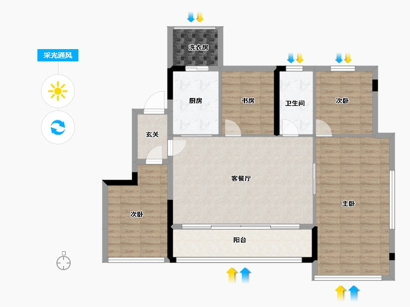 四川省-成都市-越秀天悦云萃-108.76-户型库-采光通风