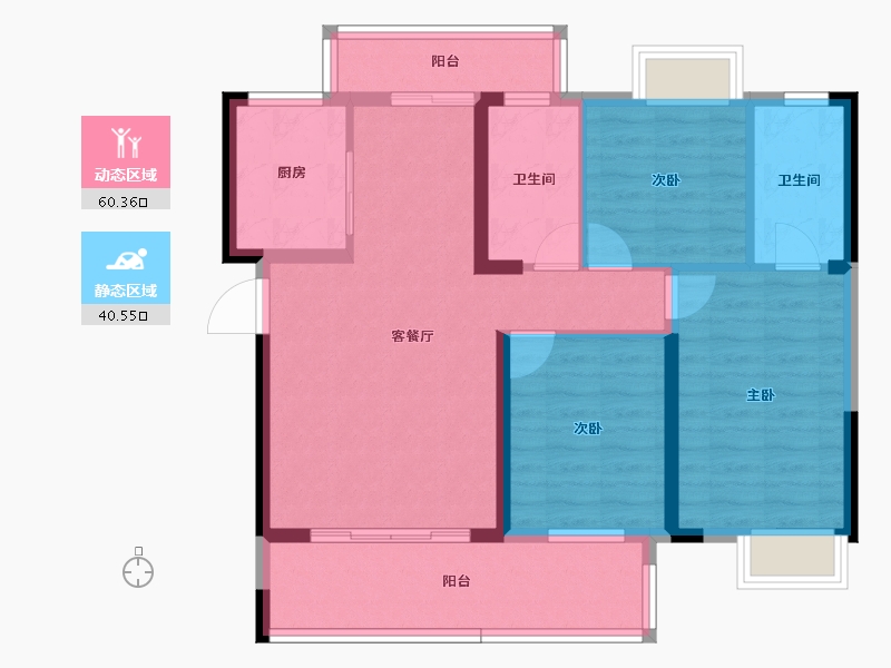 湖北省-宜昌市-银河·东湖雅居-90.02-户型库-动静分区