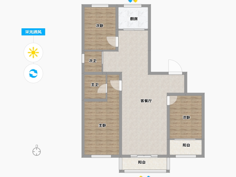 山西省-阳泉市-世华·北山大院-112.61-户型库-采光通风