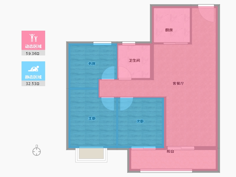 湖北省-武汉市-鼎盛璟城-83.28-户型库-动静分区