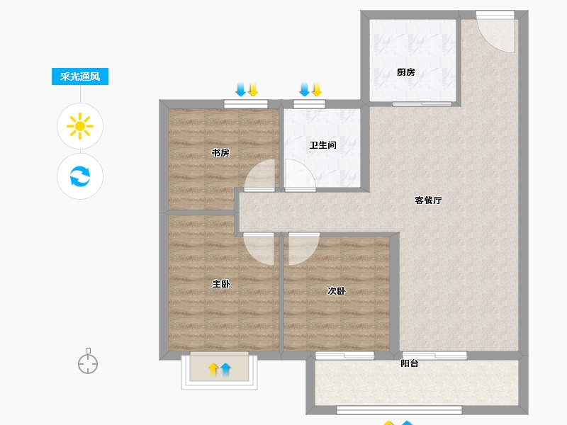 湖北省-武汉市-鼎盛璟城-83.28-户型库-采光通风