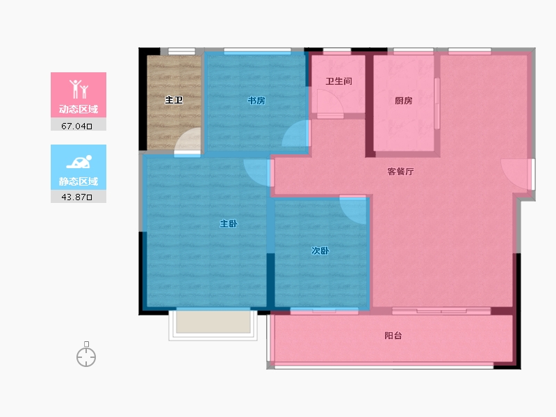 浙江省-宁波市-宁望府-105.80-户型库-动静分区