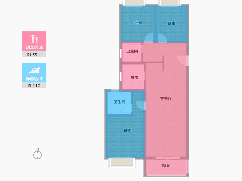 湖北省-武汉市-保利城七期云廷-96.00-户型库-动静分区