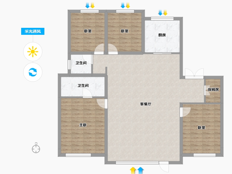 吉林省-长春市-润德·汀蘭云境-122.34-户型库-采光通风