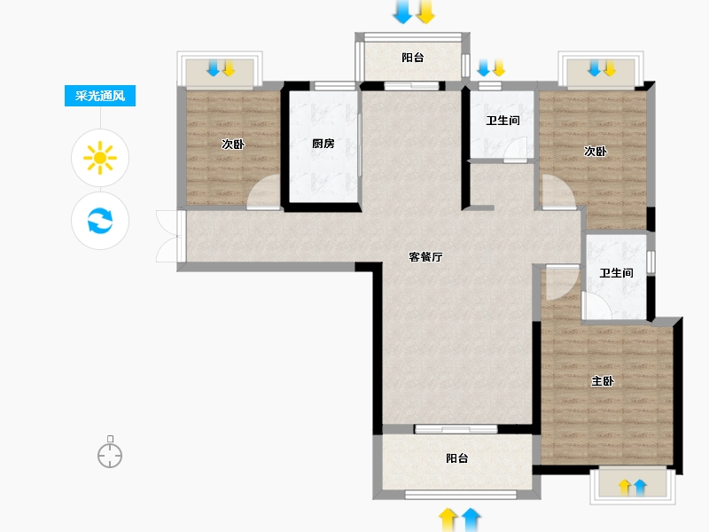 湖北省-武汉市-鼎盛璟城-106.28-户型库-采光通风