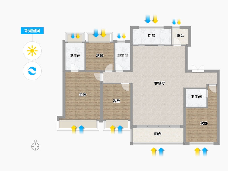 安徽省-合肥市-名邦保利琅悦-133.94-户型库-采光通风