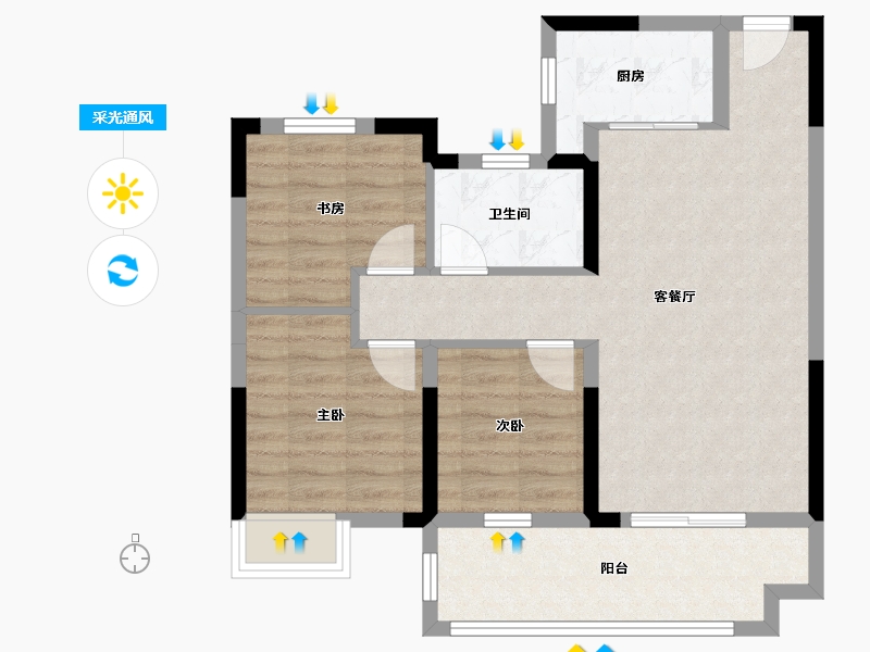 湖北省-宜昌市-银河·东湖雅居-72.42-户型库-采光通风